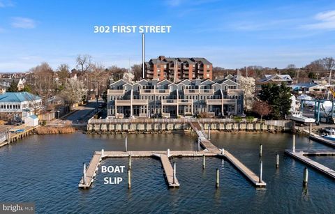 Outstanding water views and a private, 50' slip (6' MLW) on Spa Creek complemented by sleek architectural details and luxurious finishes make this Eastport townhome one of Annapolis' most coveted residences. Striking concrete and wood floors, frosted...