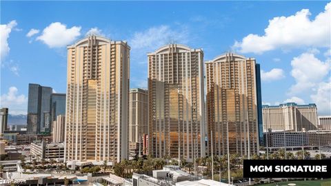 Welcome to MGM Signature Tower! AirBnB approved with strong profitability! *OWNER FINANCING AVAIABLE* Located in the popular TOWER 1 and is a Strip-side Studio w/ Panoramic MGM POOL VIEWS! Arguably the best view! Fully furnished turnkey suite feature...